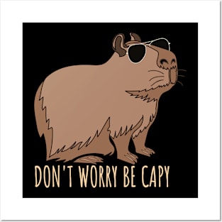 Retro Rodent Funny Capybara Don't Be Worry Be Capy Rodent Posters and Art